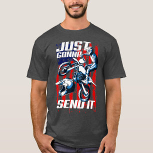 Camiseta Vou Enviá-Lo, EUA Flag Motocross