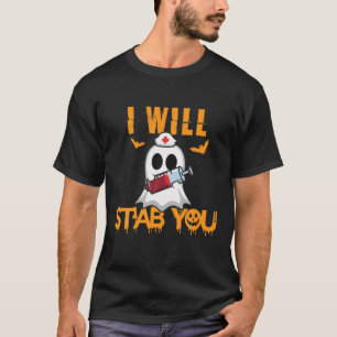 Camiseta Vou Esfaqueá-Lo - Enfermeira Dia de as Bruxas eng