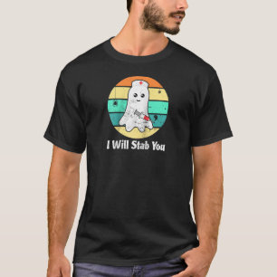 Camiseta Vou Te Esfaquear Enfermeiro Retro Halloween Raglan