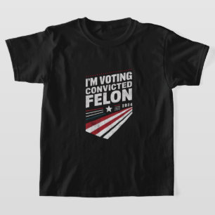 Camiseta Vou Votar Criminoso Condenado 2024 Trump