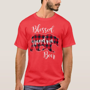 Camiseta Vovó abençoada Urso Vermelho Buffalo - Xadrez Gran
