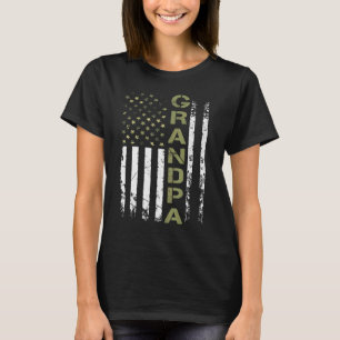 Camiseta Vovô Americano Patriótico Americano Flag Fathe