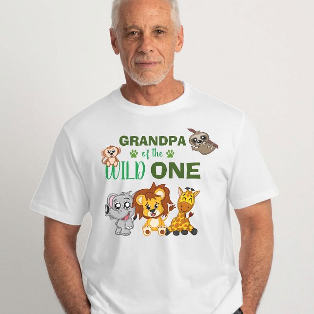 Camiseta Vovô Animal Selvagem Safari Zoo Selvagem Única (Cute Wild One Birthday Shirt for Grandpa! Great for a first birthday themed party!)