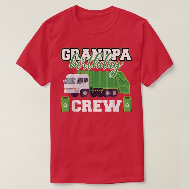 Camiseta Vovô Aniversário da Família de Caminhões de Lixo (Frente do Design)