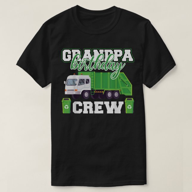 Camiseta Vovô Aniversário da Família de Caminhões de Lixo (Frente do Design)