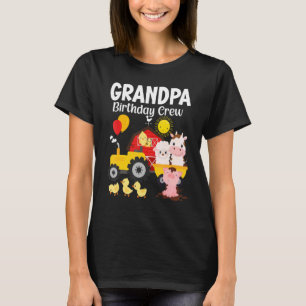 Camiseta Vovô Aniversário Tripulação Trator Barnyard Fazend