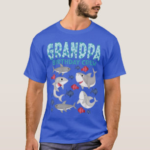 Camiseta Vovô Aniversário Tripulação Tubarões Tema Correspo