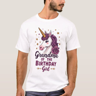 Camiseta Vovó Antiga Da Menina Do Aniversário Unicórnio Flo