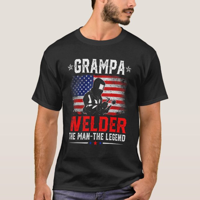 Camiseta Vovô, Bandeira Americana, Soldado A Lenda (Frente)