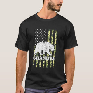 Camiseta Vovô Bear Camping Hiking Camouflage Estados Unidos