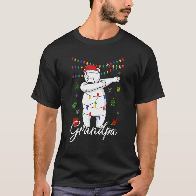 Camiseta Vovô Bear Dabbing Luzes Papais noeis Família Chris (Frente)