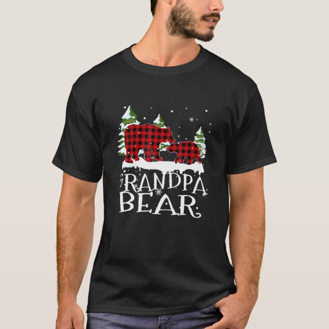 Camiseta Vovô Bear Família Correspondendo Pijama Vermelho d (Frente)