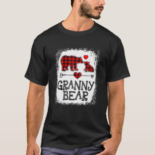 Camiseta Vovó Bear Natal Pajama Xadrez Vermelha Búfalo