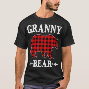 Camiseta Vovó Bear Natal Pajama Xadrez Vermelha Búfalo