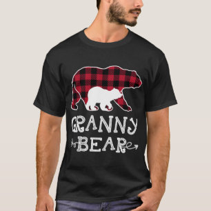 Camiseta Vovó Bear Natal Pajama Xadrez Vermelha Búfalo