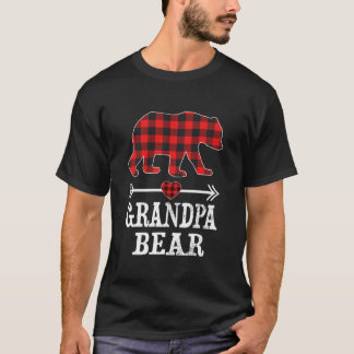 Camiseta Vovô Bear Natal Pajama Xadrez Vermelha Buffalo