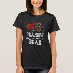 Camiseta Vovô Bear Natal Pajama Xadrez Vermelha Buffalo