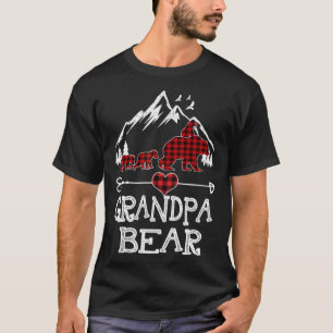 Camiseta Vovô Bear Natal Pajama Xadrez Vermelha Buffalo Fa