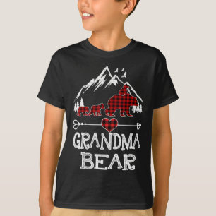 Camiseta Vovó Bear Natal Pajama Xadrez Vermelha Buffalo Fa