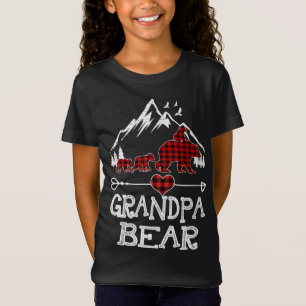 Camiseta Vovô Bear Natal Pajama Xadrez Vermelha Buffalo Fa