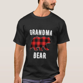 Camiseta Vovó Bear Natal Pajama Xadrez Vermelha Buffalo Fa