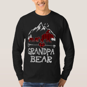 Camiseta Vovô Bear Natal Pajama Xadrez Vermelha Buffalo Fa
