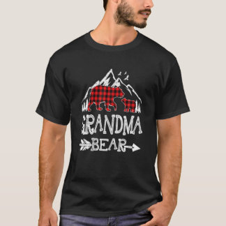 Camiseta Vovó Bear Natal Pajama Xadrez Vermelha Buffalo Fa
