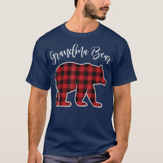 Camiseta Vovó Bear Pajama Red Buffalo Xmas Família Engraçad