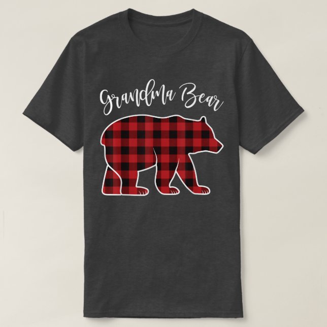 Camiseta Vovó Bear Pajama Red Buffalo Xmas Família Engraçad (Frente do Design)