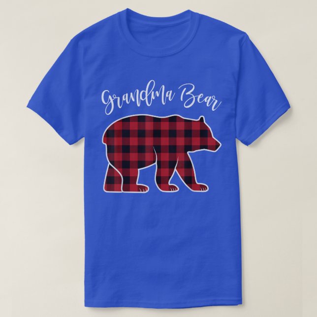 Camiseta Vovó Bear Pajama Red Buffalo Xmas Família Engraçad (Frente do Design)