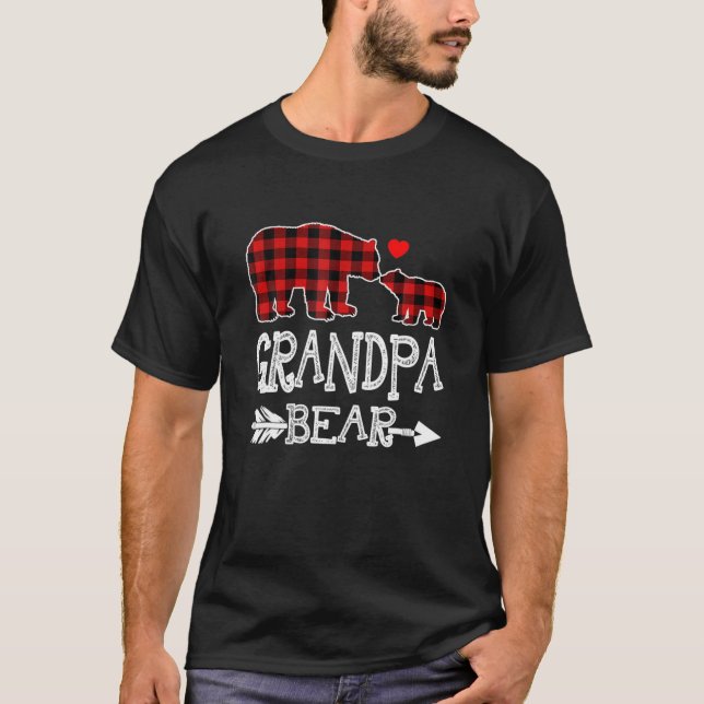 Camiseta Vovô Bear, Red Buffalo Xadrez Vovô Bear Paja (Frente)