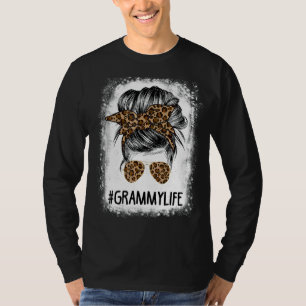 Camiseta Vovó Branqueado Vida Leopardo Mensagem Mulher Cane