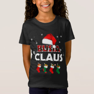 Camiseta Vovó Busia Claus Santa Hat Engraçado Natal Paja