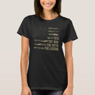 Camiseta Vovô Camo Flag Tata O Homem O Mito A Lenda
