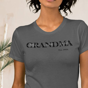 Camiseta Vovó Chic com Nomes de Crianças Ano T-Shirt