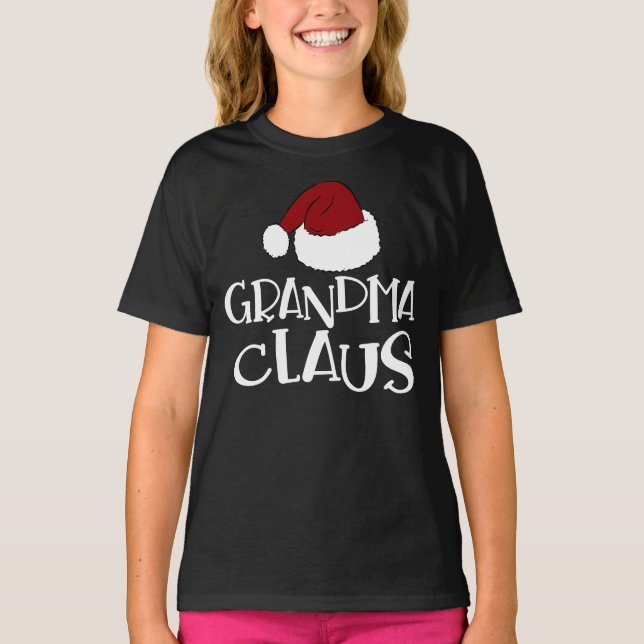 Camiseta Vovó Claus Feriado de Natal Bonito (Frente)