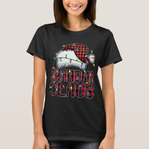 Camiseta Vovó Claus Natal Luzes Pajama Combate Familiar