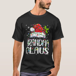 Camiseta Vovó Claus Natal Luzes Pajama Combate Familiar