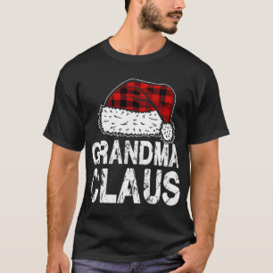 Camiseta Vovó Claus Santa Hat Red Buffalo Xadrez Christma