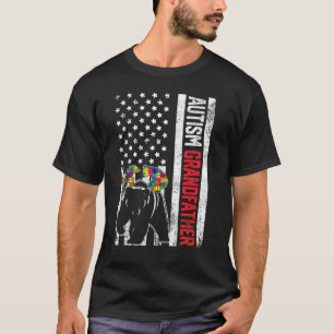 Camiseta Vovô da bandeira americana Ursa Autismo Sensibiliz