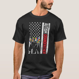 Camiseta Vovô da bandeira americana Ursa Autismo Sensibiliz