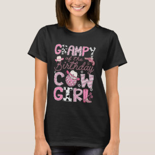 Camiseta Vovô Da CowGirl De Aniversário Rodeio Disco Rosa