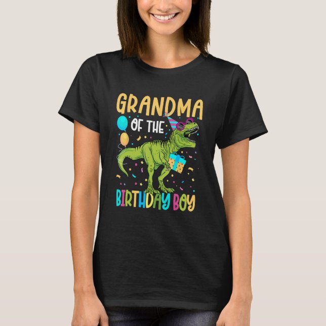Camiseta Vovó Da Família Birthday Boy Matching Dinosa (Frente)