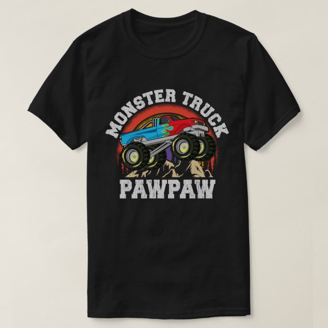 Camiseta Vovô da família Monster Truck PawPaw (Frente do Design)