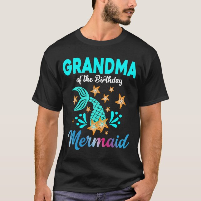 Camiseta Vovó Da Família Sereia De Aniversário Corresponden (Frente)