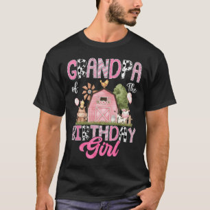 Camiseta Vovô Da Garota De Aniversário Fazenda Vaca Rosa 1r