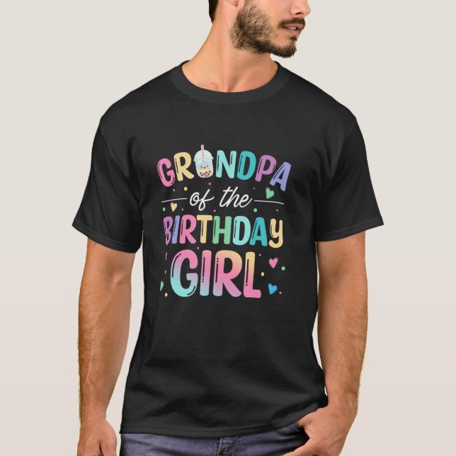 Camiseta Vovô Da Garota De Aniversário Festa Boba Tea (Frente)