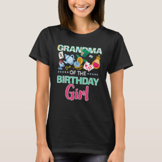 Camiseta Vovó Da Garota De Aniversário Onederland Pink Teal