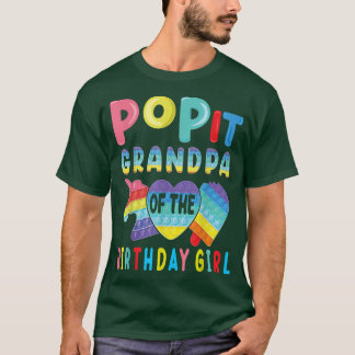 Camiseta vovô da garota de aniversário Pop It Unicorn Birth