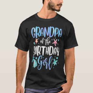 Camiseta Vovô da garota de aniversário Sereia Tail Costum